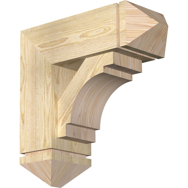 Ekena Millwork Merced Arts and Crafts Rough Sawn Bracket w/ Offset Brace, Douglas Fir, 8"W x 22"D x 22"H BKT0806X22X22MRC03RDF - main